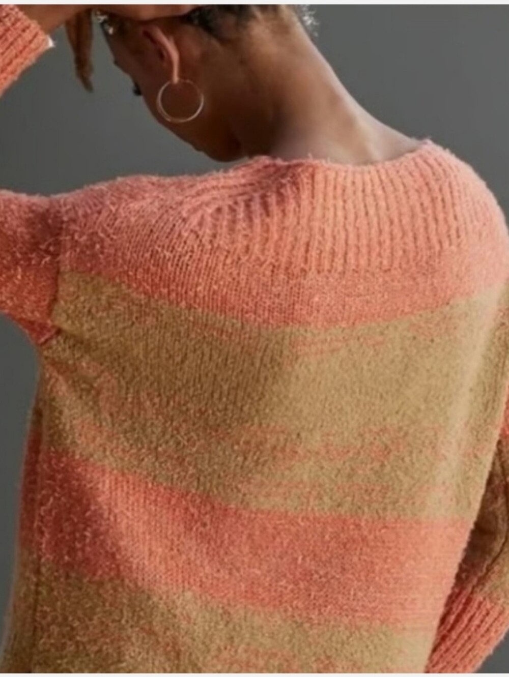 Pilcro-Anthropologie- Orange/Tan Tunic Sweater, Super Soft Sz.Small Oversized - Picture 6 of 7